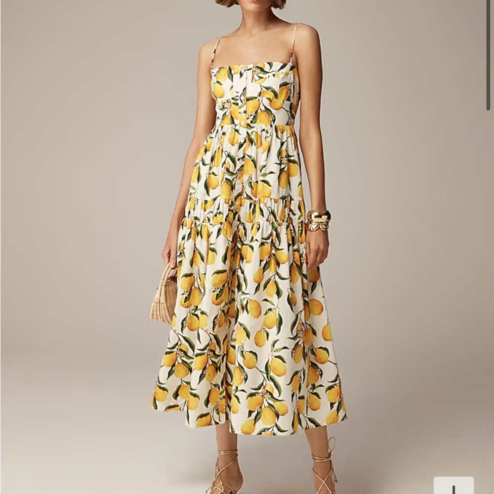 J Crew A-line midi dress in limoncello - Yellow Multi - size 2